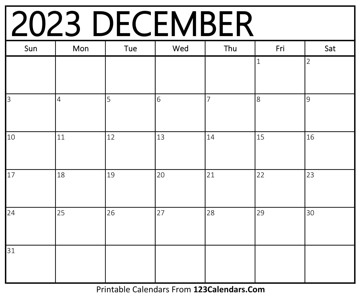Printable december calendar templates