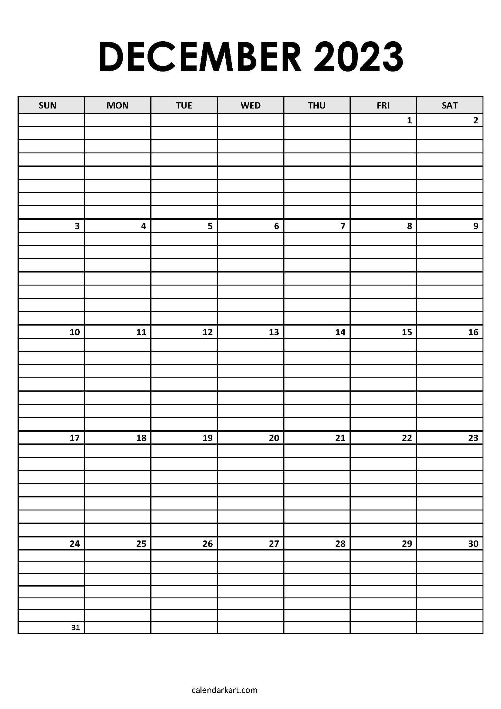 Free printable december calendars