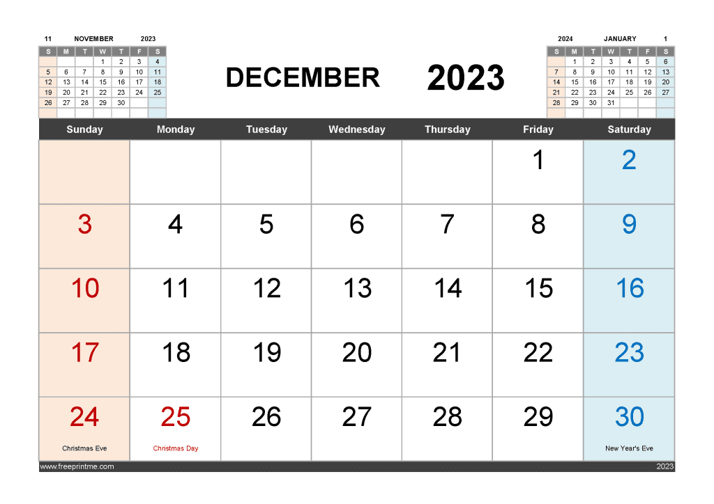 Free printable monthly calendar with holidays in landscape and portrait