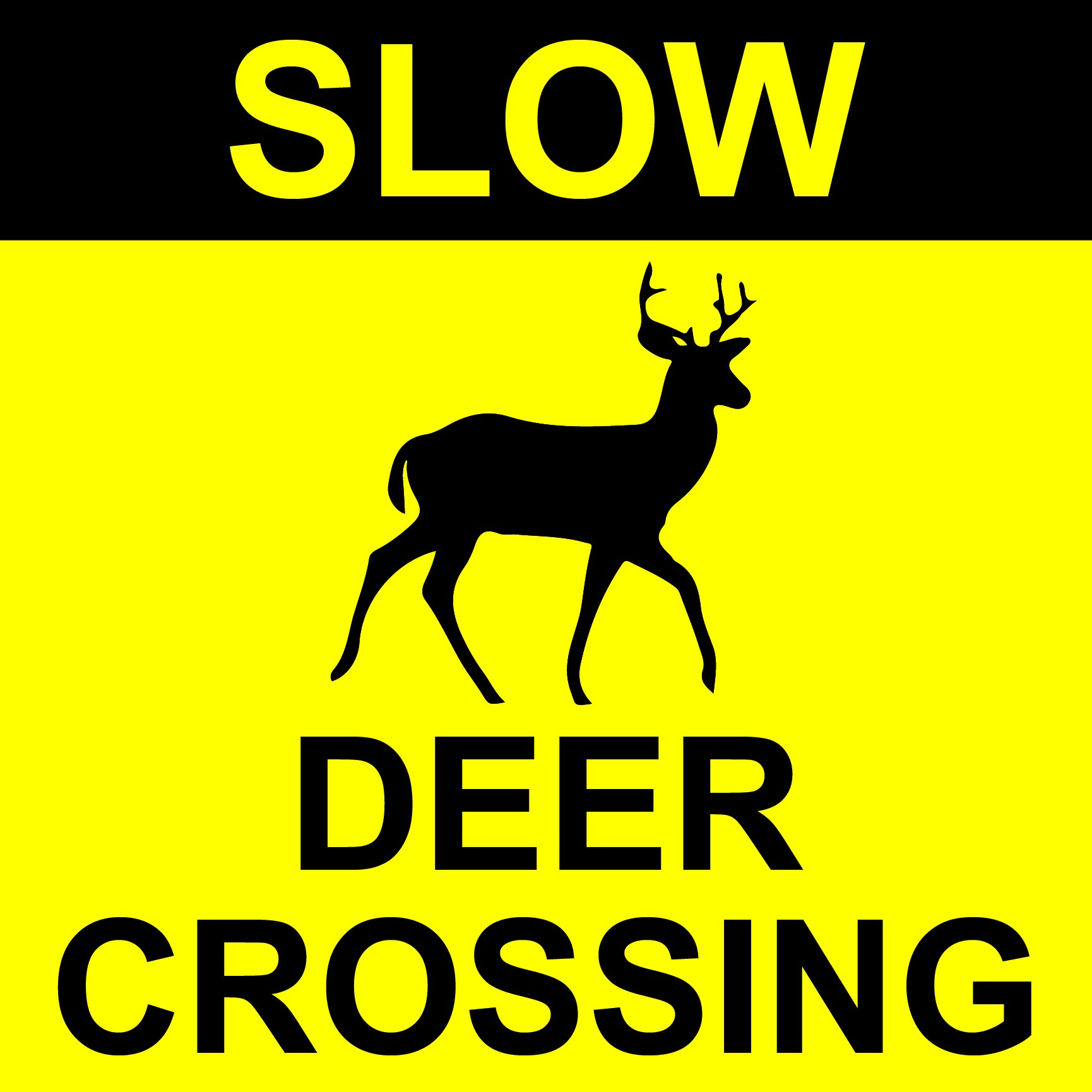 Slow deer crossing sign
