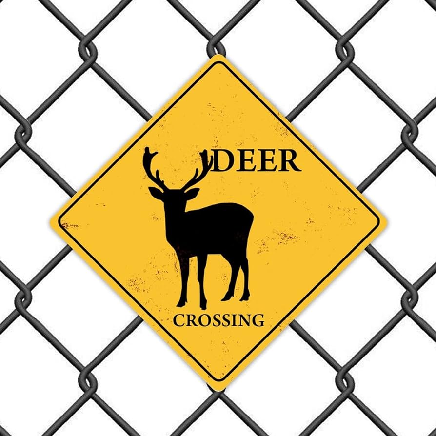 Vintage retro deer crossing signdeer hunting signcabin sign deer metal road sign funny xing tin sign street sign tin sign lawn garden yard house room decor x patio