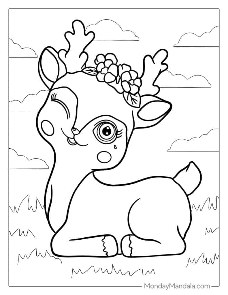 Deer coloring pages free pdf printables