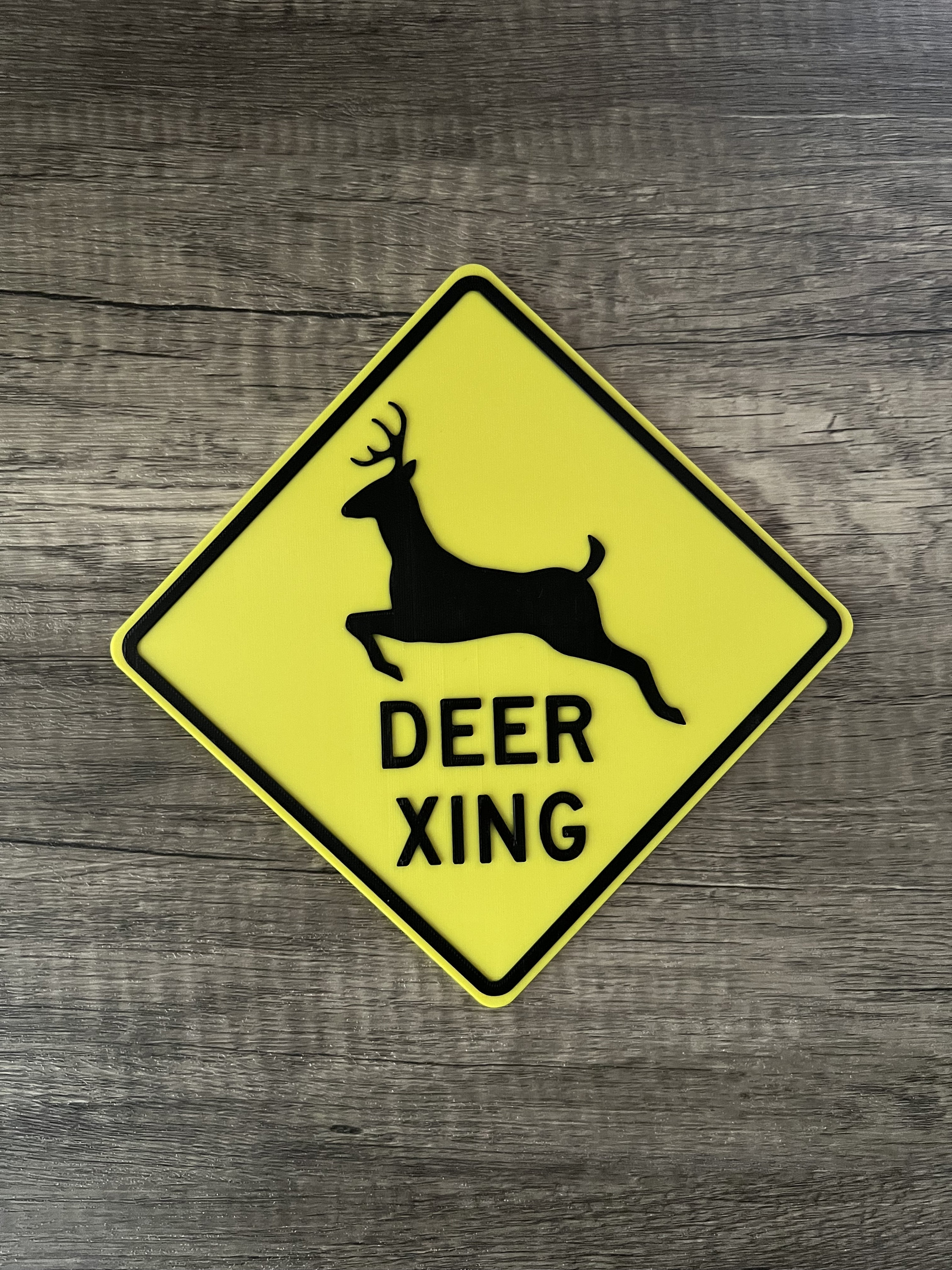 D printed deer crossing sign rustic home decor warning sign
