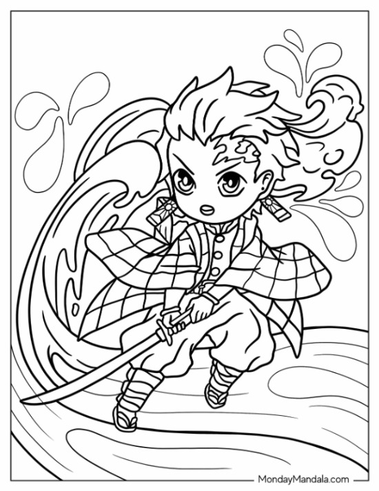 Demon slayer coloring pages free pdf printables