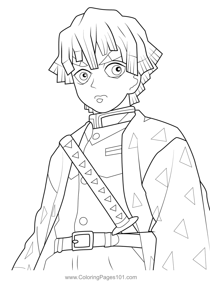 Zenitsu coloring page demon slayer printable
