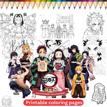 Demon slayer coloring pages pictures printable for kids by linalister