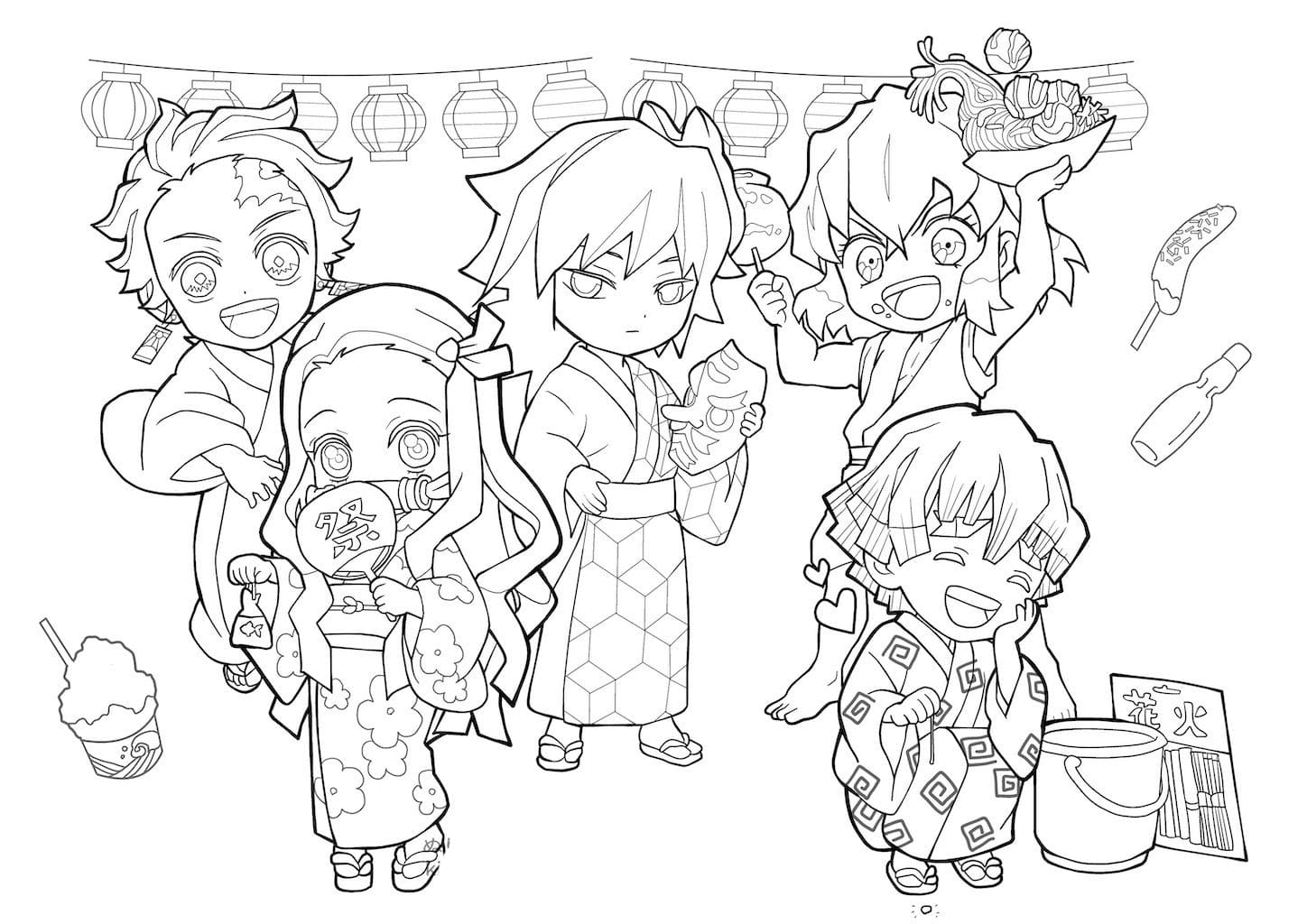 Demon slayer coloring pages