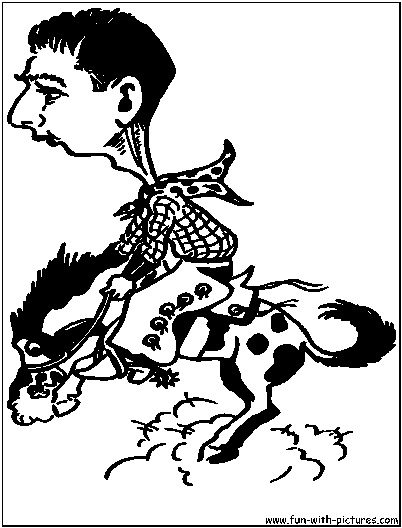 Cowboy bucking bronco coloring page