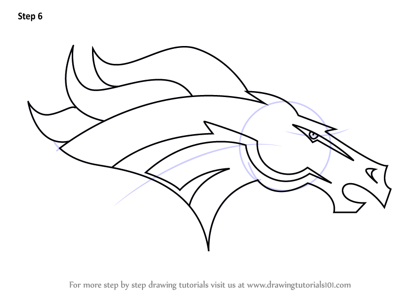How to draw denver broncos logo nfl step by step