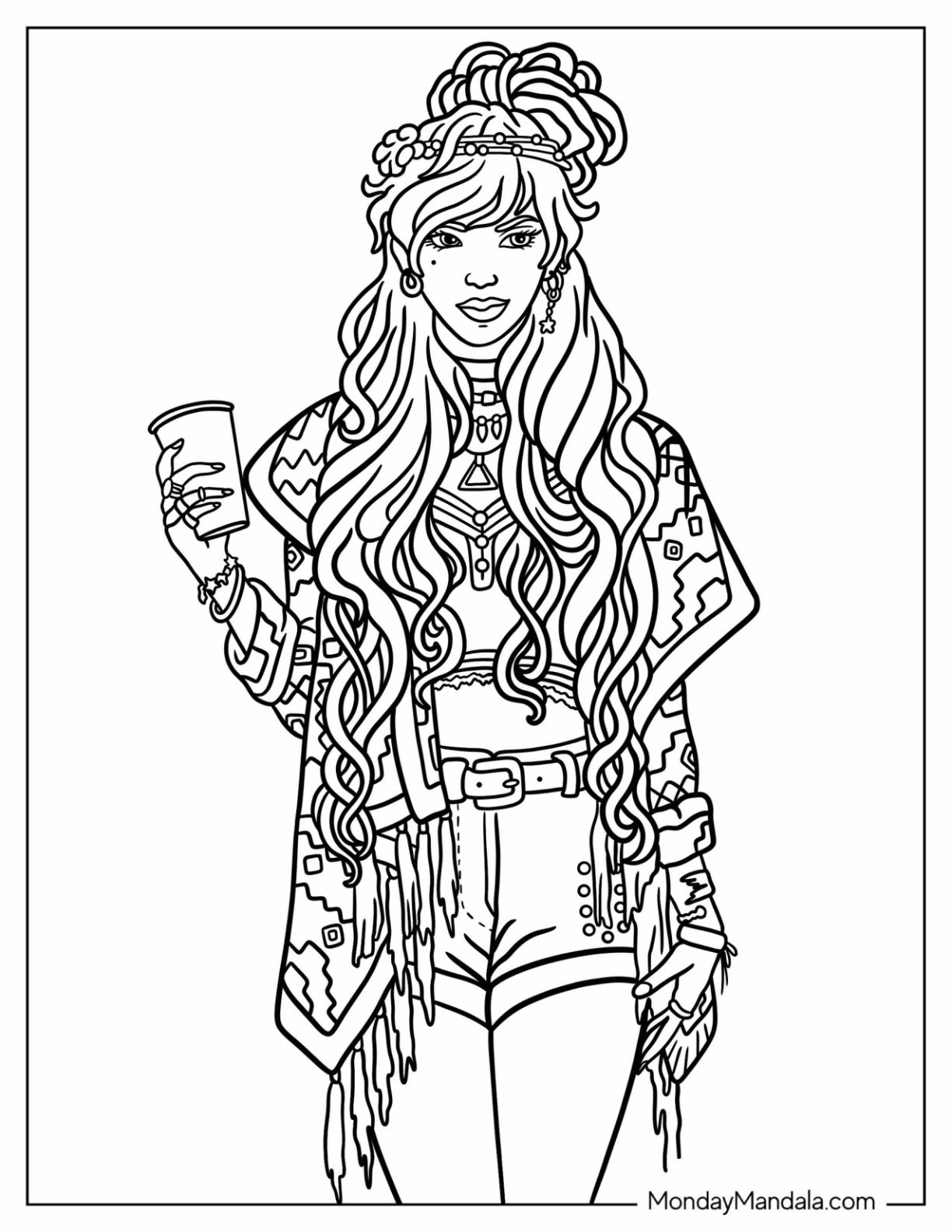 Hippie coloring pages free pdf printables