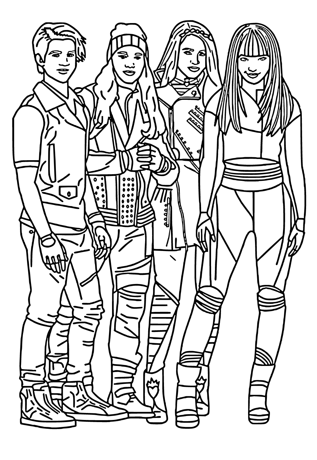 Free printable descendants characters coloring page sheet and picture for adults and kids girls and boys