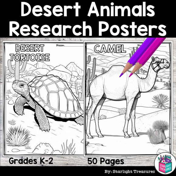 Desert animals research posters coloring pages