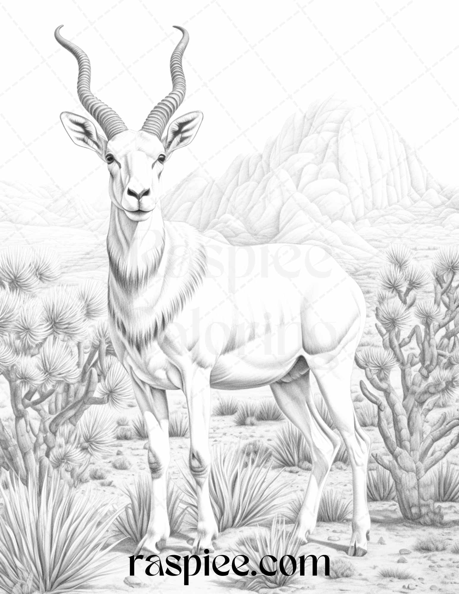 Desert animals grayscale coloring pages printable for adults pdf f â coloring
