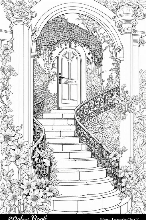Interior design coloring page