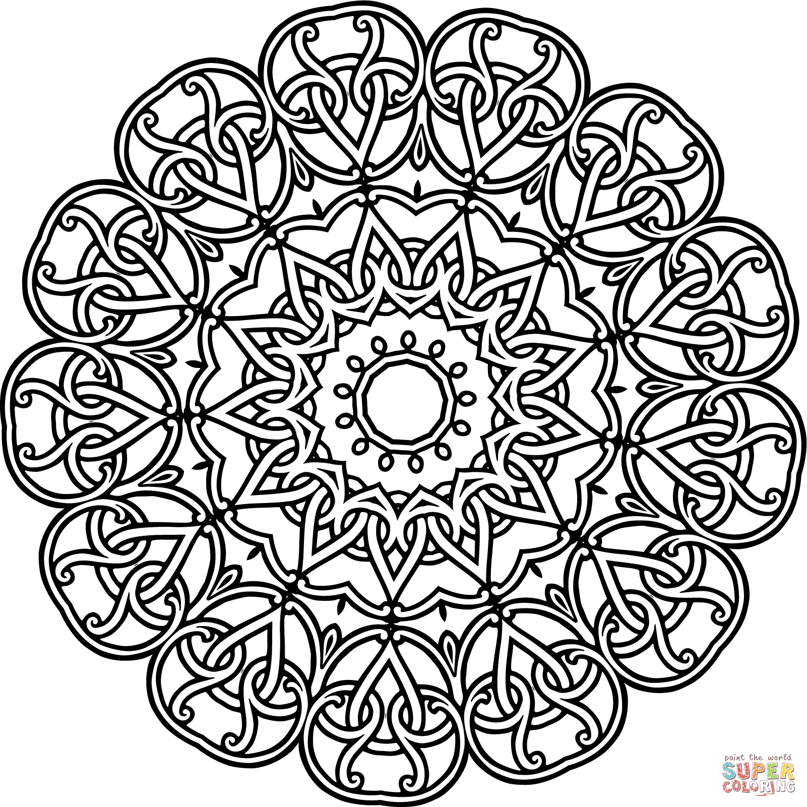 Interlocking geometric design coloring page free printable coloring pages