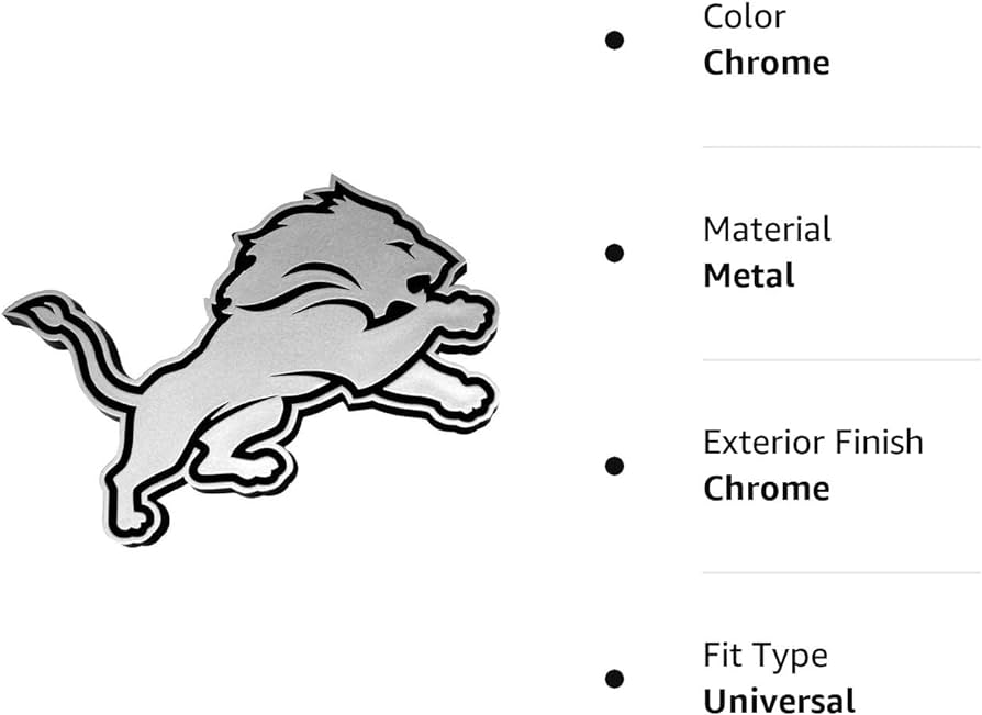 Nfl detroit lions chrome automobile emblem automotive
