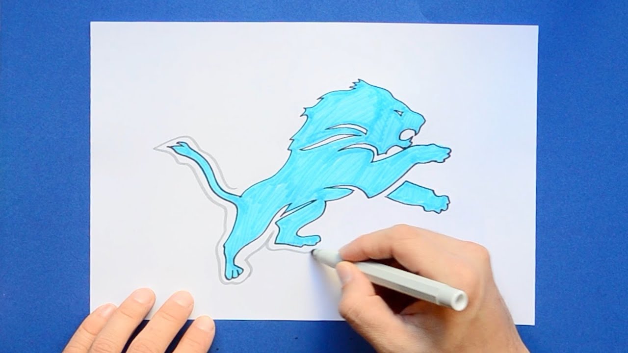 How to draw the detroit lions logo