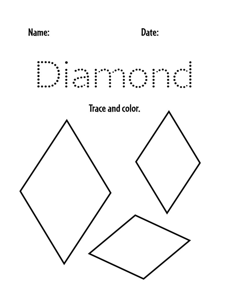 Free diamond worksheets for preschool â the hollydog blog