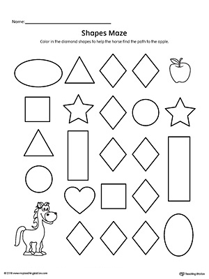 Diamond shape maze printable worksheet