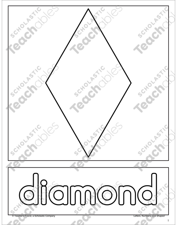 Diamond shape and word practice page printable skills sheets