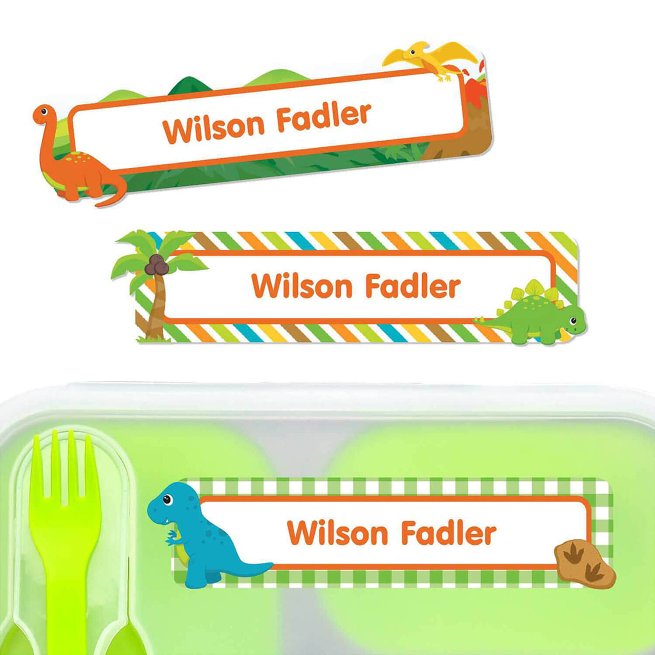 Dinosaur pattern custom name labels