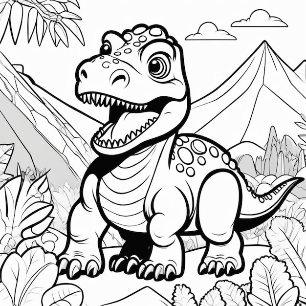 Premium ai image printable dinosaur coloring page for kids