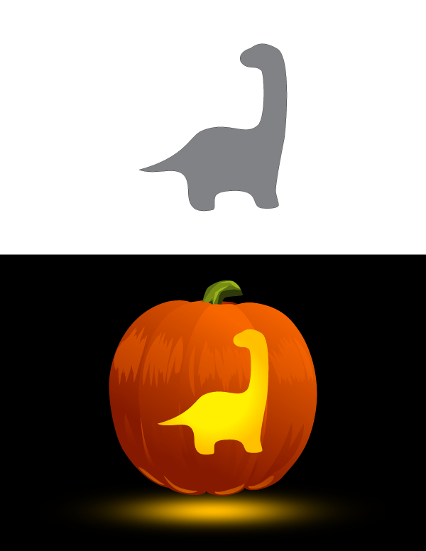 Printable simple brontosaurus pumpkin stencil