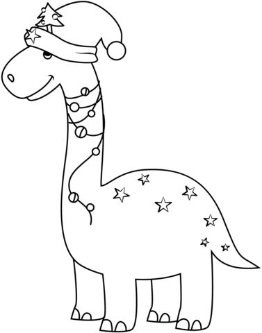 Christmas dinosaur coloring page free printable coloring pages