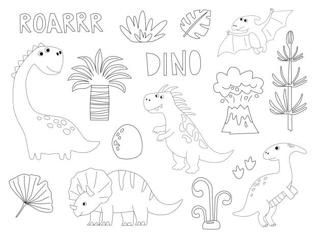 Dinosaur coloring book stock illustrations royalty