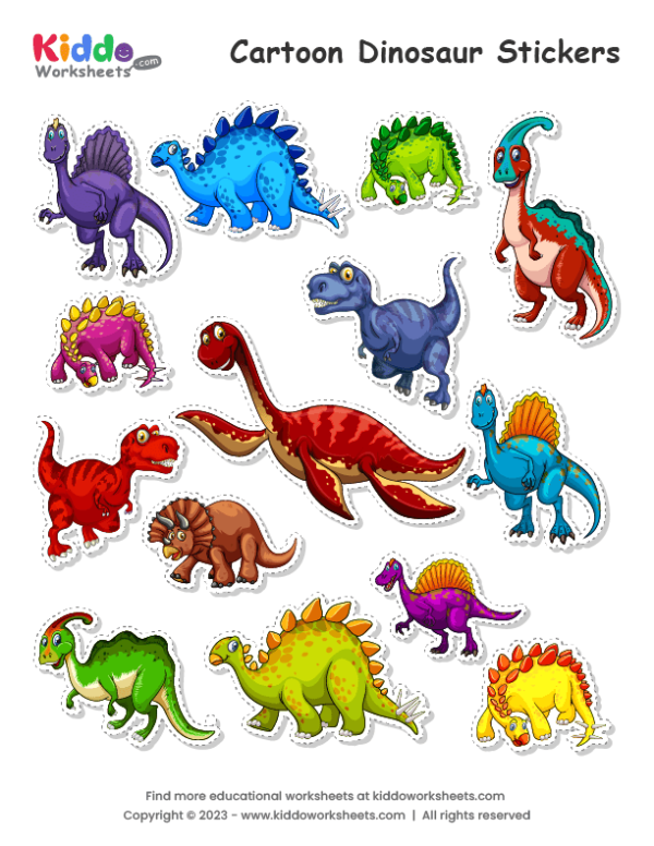 Free printable dinosaur stickers worksheet