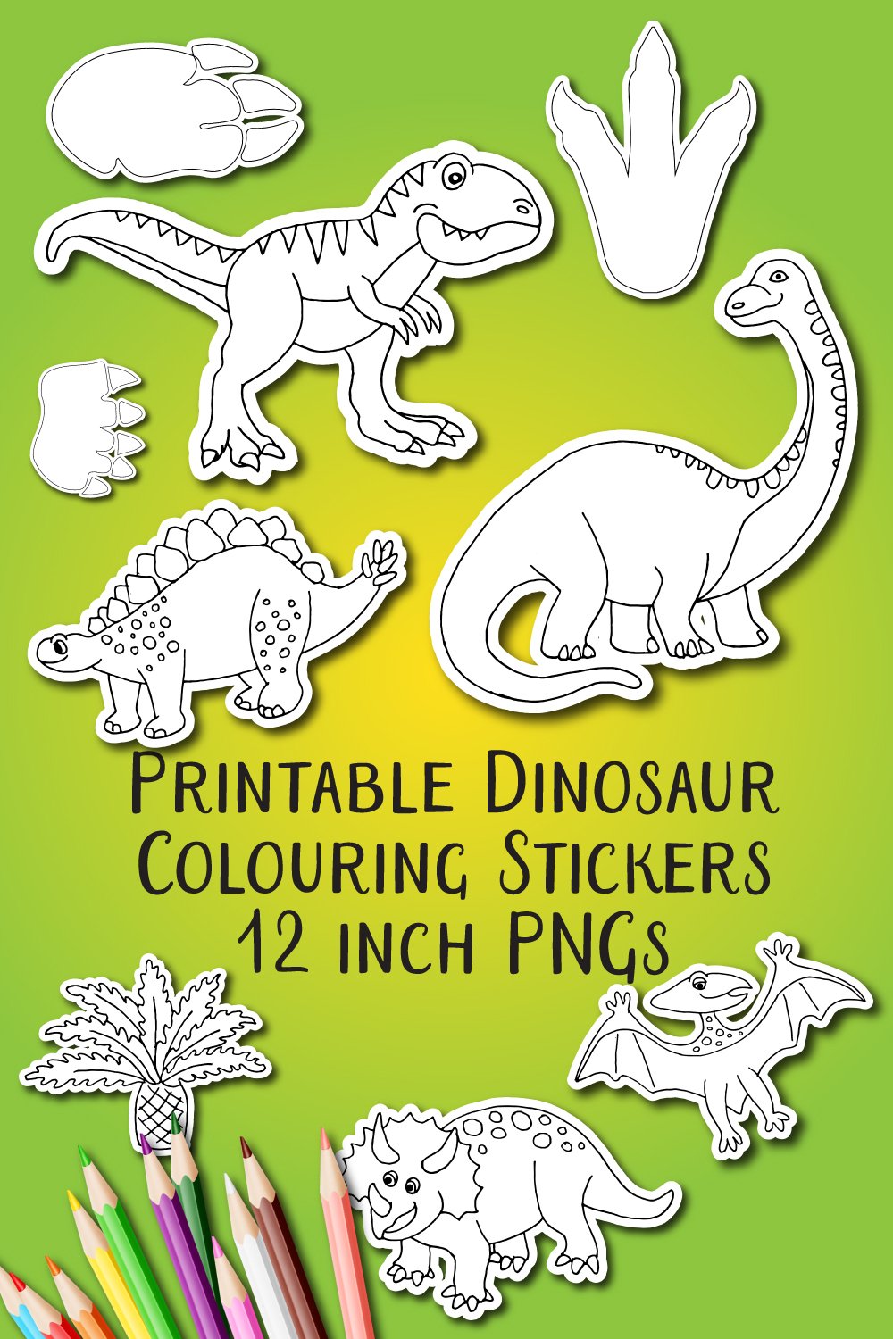 Dinosaur stickers printable black and white dino stickers
