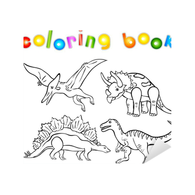 Sticker coloring book of dinosaurs