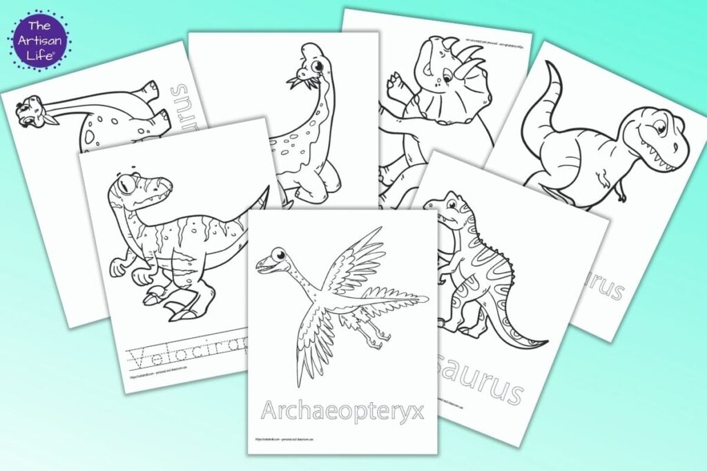 Free printable dinosaur coloring pages with names