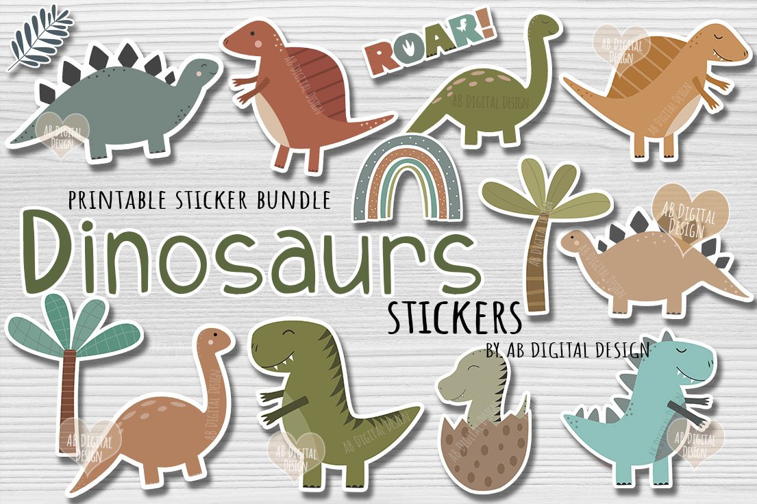 Printable dinosaur stickers for kids