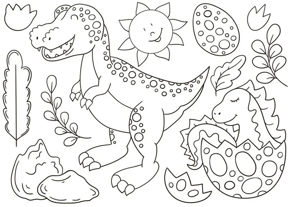 Coloring page dinosaur vector images
