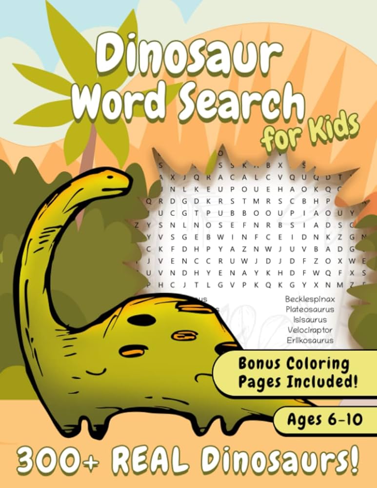 Dinosaur word search for kids ages