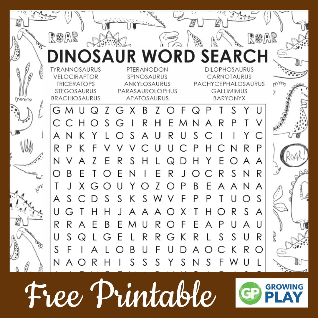 Dinosaur word search puzzle