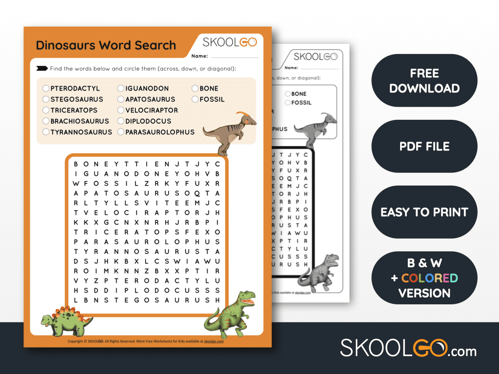 Dinosaurs word search