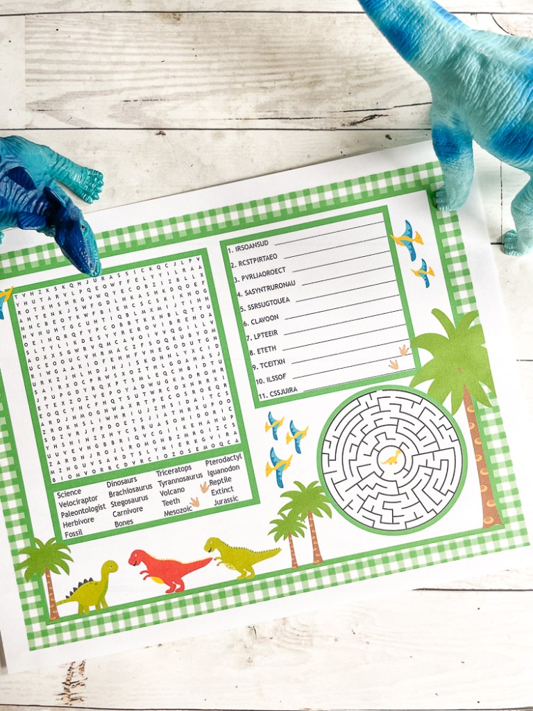 Free printable dinosaur activity sheet