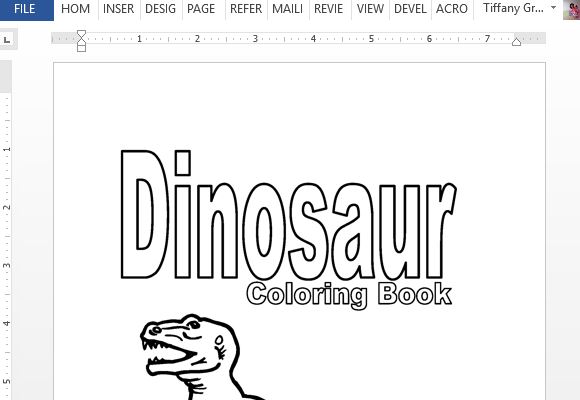 Printable dinosaur coloring book for word