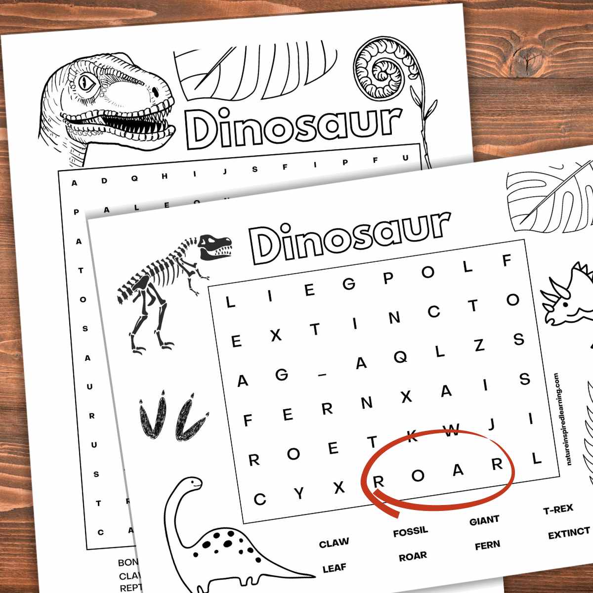 Dinosaur word searches