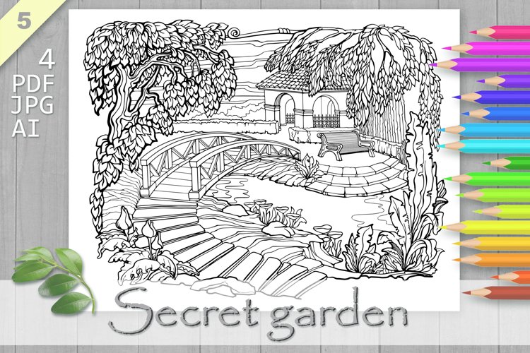 Secret garden coloring page printable adult