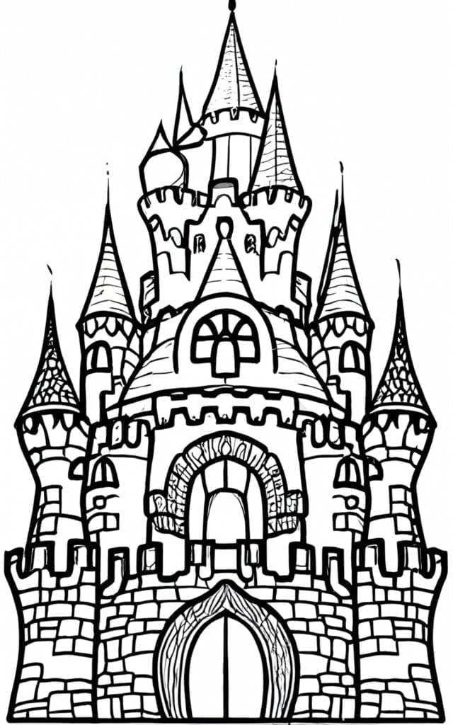 Realistic castle coloring pages for kids and adult