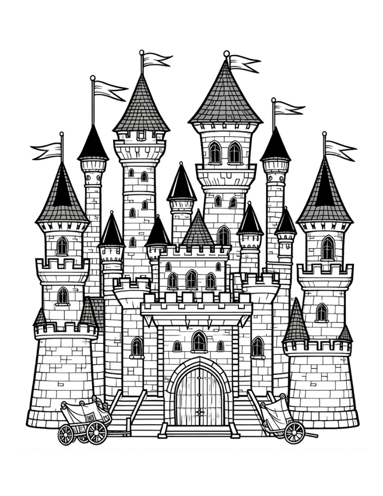 Free castle coloring pages for kids