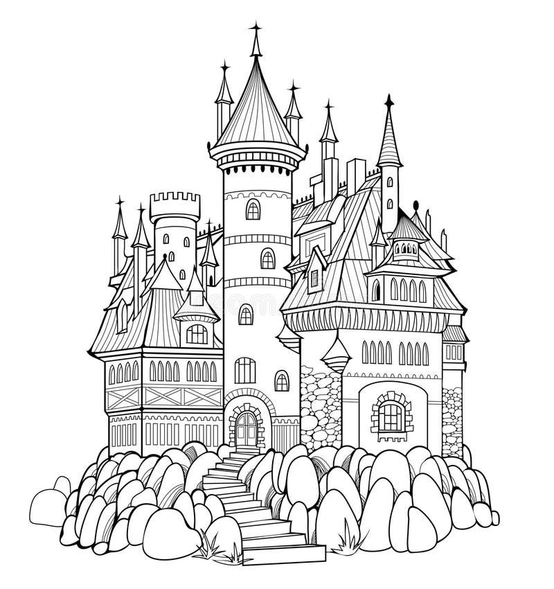 Castle coloring book adults stock illustrations â castle coloring book adults stock illustrations vectors clipart