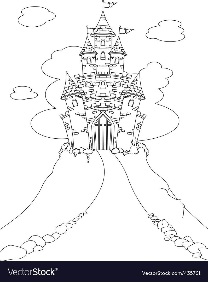 Magic castle coloring page royalty free vector image