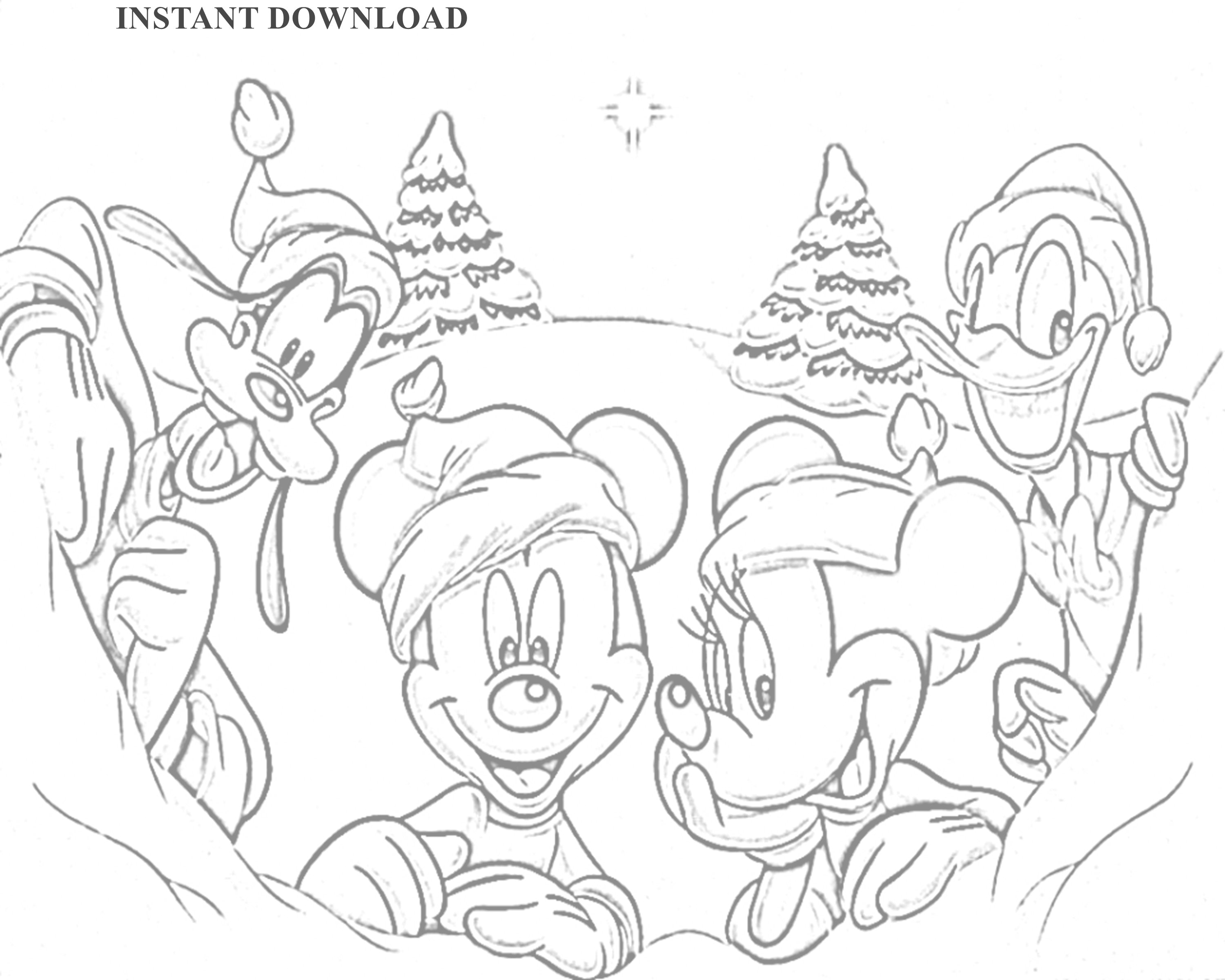 Printable mickeyminniedonaldgoofy christmas coloring pageinstant downloaddigital file x printable kids coloring download