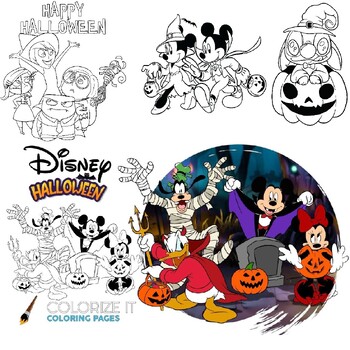 Disney halloween coloring pages pictures printable halloween for kids