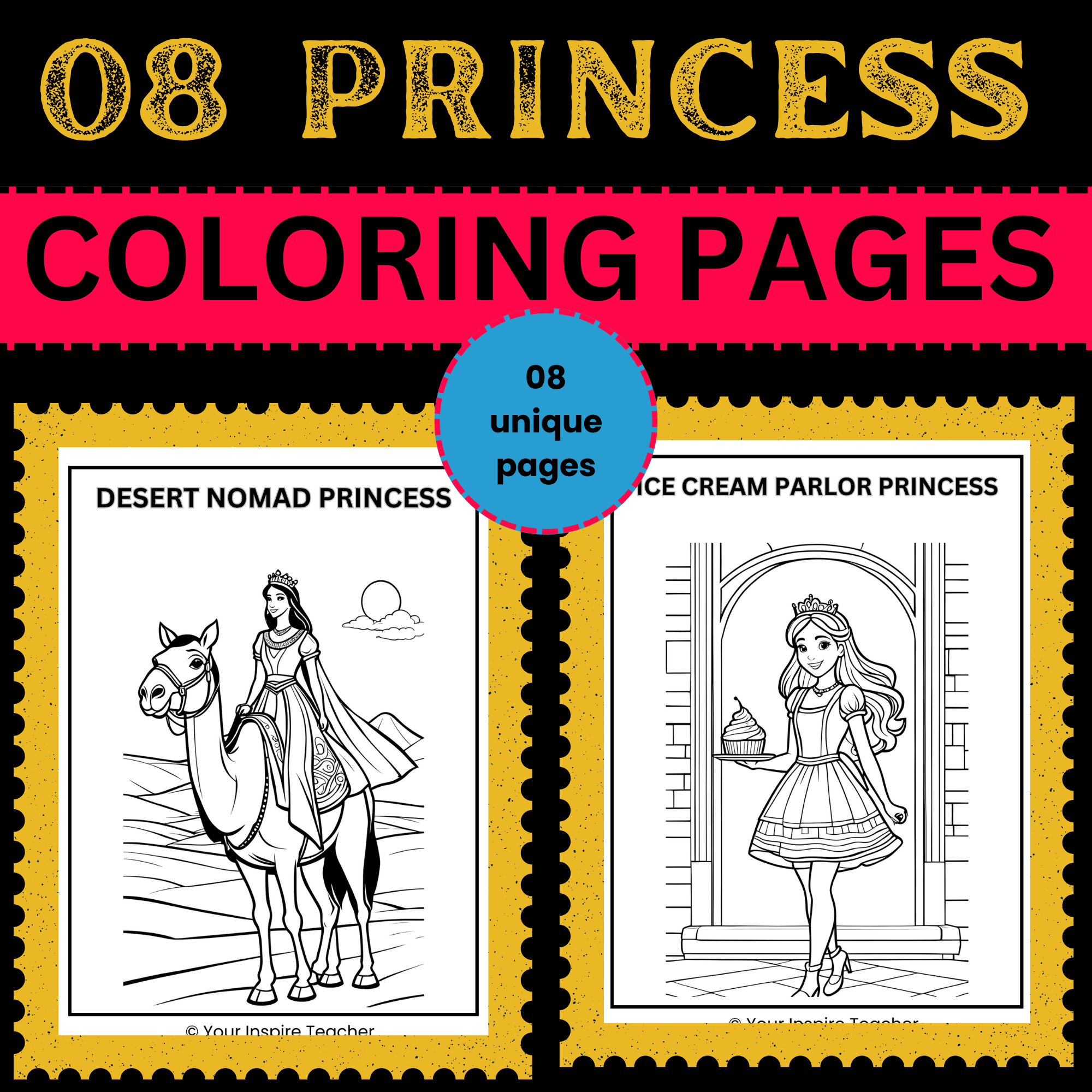 Unique and high quality princess coloring pages for kids