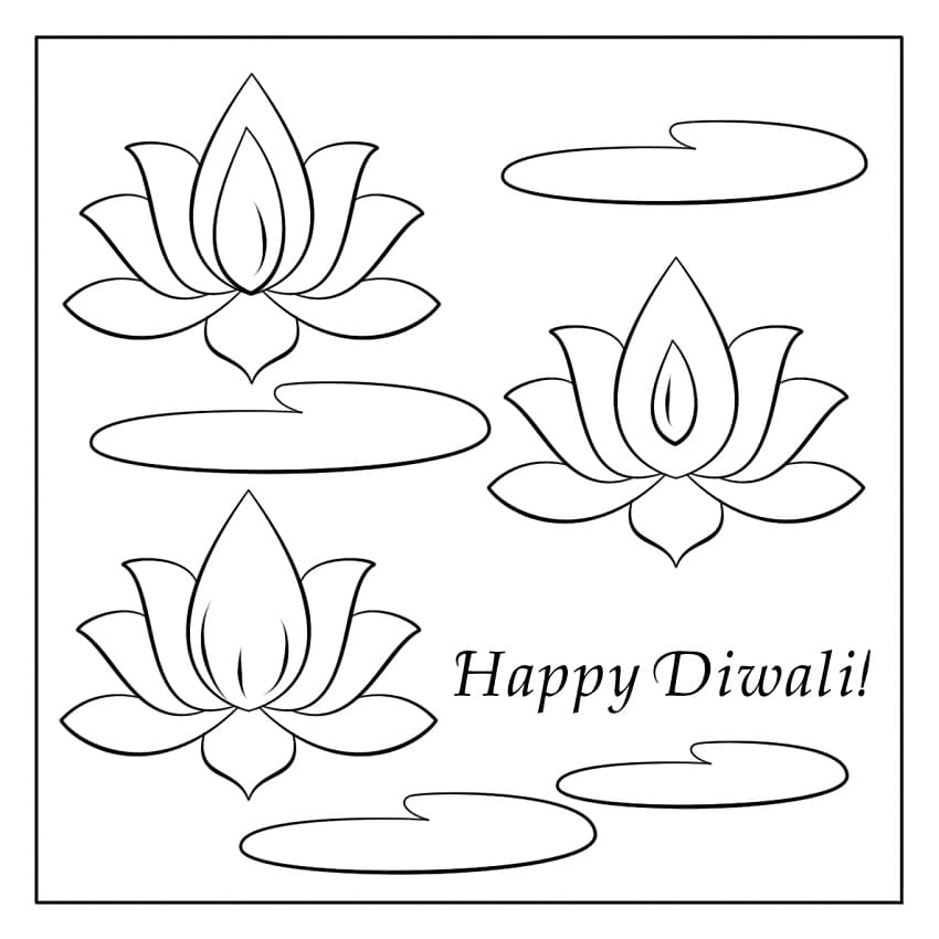Happy diwali image coloring page